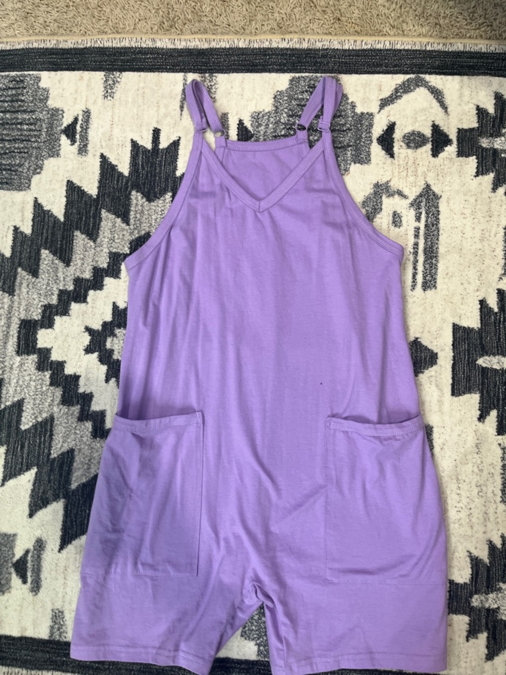 Lavender Romper Overalls with Front Pockets